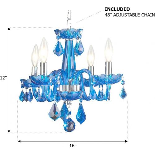  Worldwide Lighting W83100C16-CL Clarion 4 Light Mini Crystal, 16 D x 12 H, Chrome Finish and Clear Crystal Chandelier