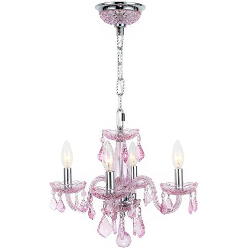  Worldwide Lighting W83100C16-CL Clarion 4 Light Mini Crystal, 16 D x 12 H, Chrome Finish and Clear Crystal Chandelier