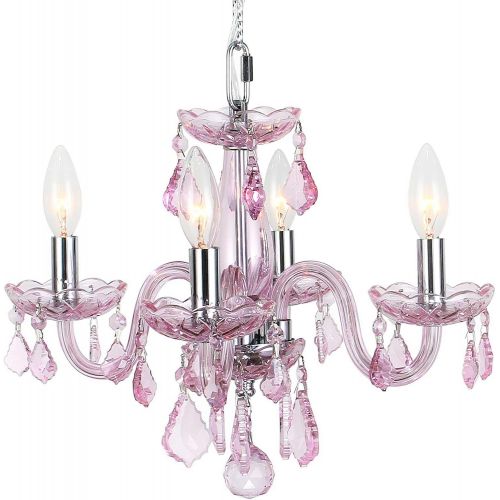  Worldwide Lighting W83100C16-CL Clarion 4 Light Mini Crystal, 16 D x 12 H, Chrome Finish and Clear Crystal Chandelier