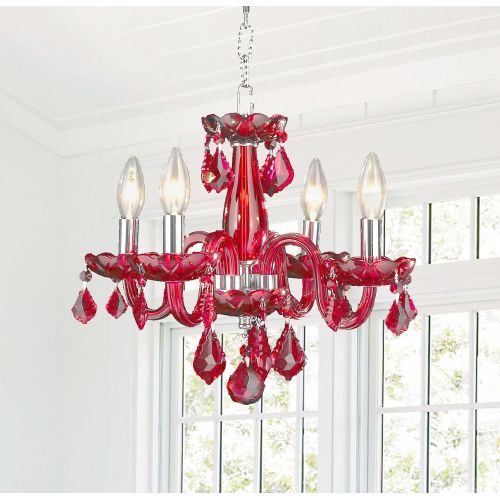  Worldwide Lighting W83100C16-CL Clarion 4 Light Mini Crystal, 16 D x 12 H, Chrome Finish and Clear Crystal Chandelier