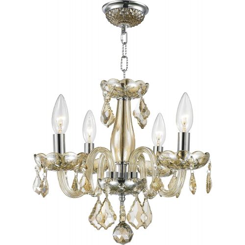  Worldwide Lighting W83100C16-CL Clarion 4 Light Mini Crystal, 16 D x 12 H, Chrome Finish and Clear Crystal Chandelier