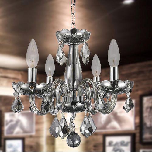  Worldwide Lighting W83100C16-CL Clarion 4 Light Mini Crystal, 16 D x 12 H, Chrome Finish and Clear Crystal Chandelier