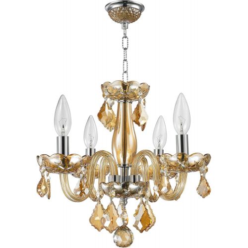  Worldwide Lighting W83100C16-CL Clarion 4 Light Mini Crystal, 16 D x 12 H, Chrome Finish and Clear Crystal Chandelier