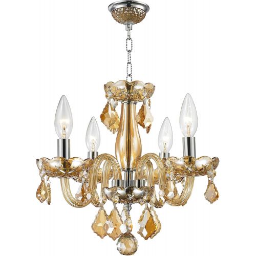  Worldwide Lighting W83100C16-CL Clarion 4 Light Mini Crystal, 16 D x 12 H, Chrome Finish and Clear Crystal Chandelier