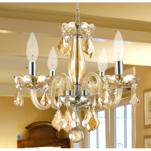  Worldwide Lighting W83100C16-CL Clarion 4 Light Mini Crystal, 16 D x 12 H, Chrome Finish and Clear Crystal Chandelier