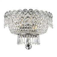 Worldwide Lighting Empire Collection 2 Light Chrome Finish and Clear Crystal Wall Sconce 12 W x 8 H Medium