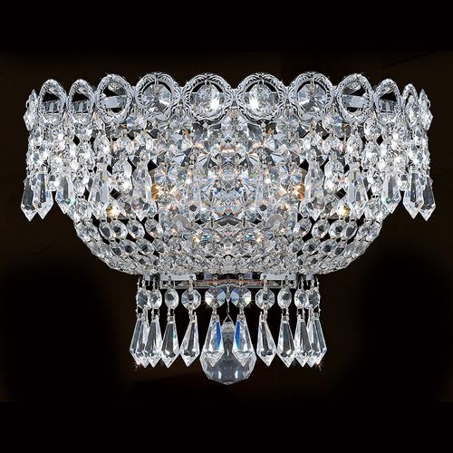 Worldwide Lighting Empire Collection 2 Light Chrome Finish and Clear Crystal Wall Sconce 12 W x 8 H Medium