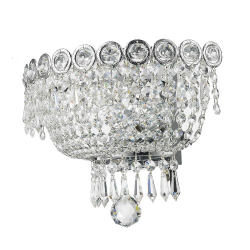  Worldwide Lighting Empire Collection 2 Light Chrome Finish and Clear Crystal Wall Sconce 12 W x 8 H Medium