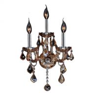 Worldwide Lighting Provence Collection 3 Light Chrome Finish and Amber Crystal Candle Wall Sconce 13 W x 18 H Medium Two 2 Tier