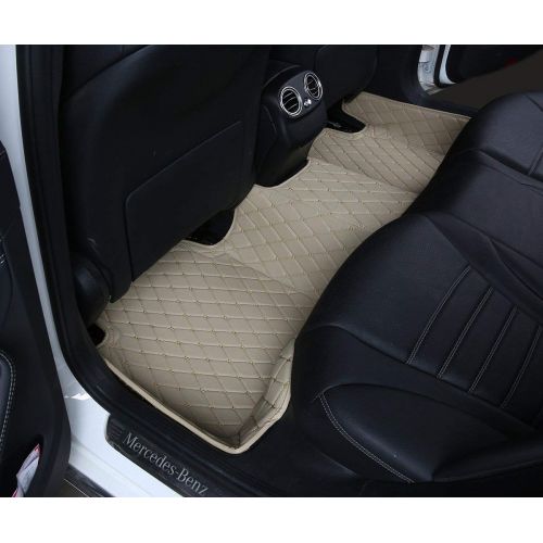  Worth-Mats All Weather Luxury XPE Leather Waterproof Custom Fits Floor Mats for Ford Focus 2012-2018 - Black with Red Stitching