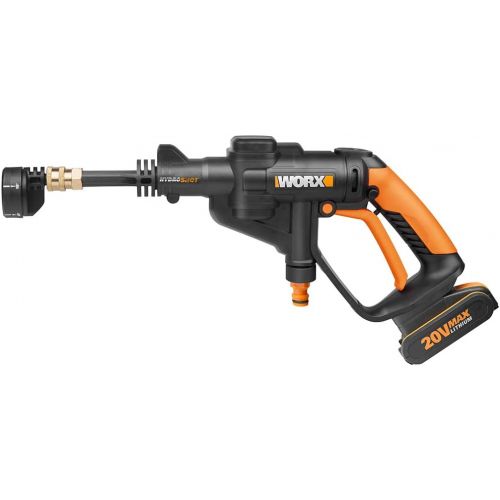  WORX WG629E Akku Hochdruckreiniger Hydroshot 20V  Mobiler Hochdruckreiniger inkl. Multi-Spruehduese, kurze Lanze, Verlangerung fuer Lanze, 6m Schlauch, Tragetasche, Ladegerat & 20V L