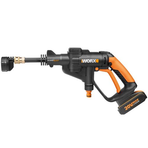  WORX WG629E Akku Hochdruckreiniger Hydroshot 20V  Mobiler Hochdruckreiniger inkl. Multi-Spruehduese, kurze Lanze, Verlangerung fuer Lanze, 6m Schlauch, Tragetasche, Ladegerat & 20V L