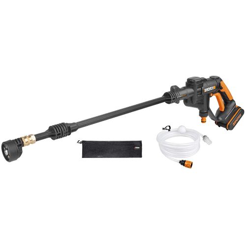  WORX WG629E Akku Hochdruckreiniger Hydroshot 20V  Mobiler Hochdruckreiniger inkl. Multi-Spruehduese, kurze Lanze, Verlangerung fuer Lanze, 6m Schlauch, Tragetasche, Ladegerat & 20V L