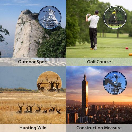  Wosports Hunting Rangefinder, Laser Speed Measure Range Finder, 6X MagnificationHigh AccuracyLong Horizontal Distance for Hunting Speed, Scan and Normal Measurements