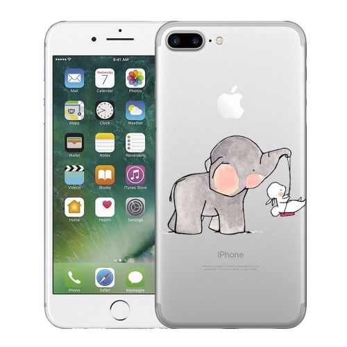  Case for iPhone 7 Plus 5.5,Wouier Thin Case Cover TPU Rubber Gel, Transparent Clear Back Case, Soft Silicone-Panda pattern