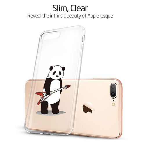  Case for iPhone 7 Plus 5.5,Wouier Thin Case Cover TPU Rubber Gel, Transparent Clear Back Case, Soft Silicone-Panda pattern