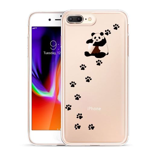  Case for iPhone 7 Plus 5.5,Wouier Thin Case Cover TPU Rubber Gel, Transparent Clear Back Case, Soft Silicone-Panda pattern