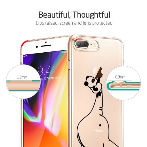  Case for iPhone 7 Plus 5.5,Wouier Thin Case Cover TPU Rubber Gel, Transparent Clear Back Case, Soft Silicone-Panda pattern