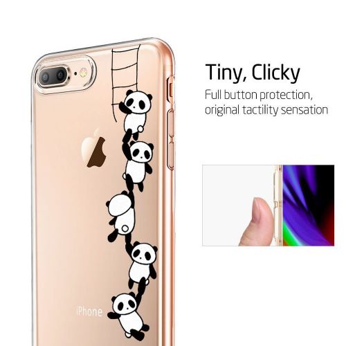  Case for iPhone 7 Plus 5.5,Wouier Thin Case Cover TPU Rubber Gel, Transparent Clear Back Case, Soft Silicone-Panda pattern