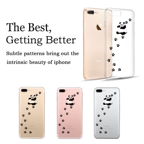  Case for iPhone 7 Plus 5.5,Wouier Thin Case Cover TPU Rubber Gel, Transparent Clear Back Case, Soft Silicone-Panda pattern