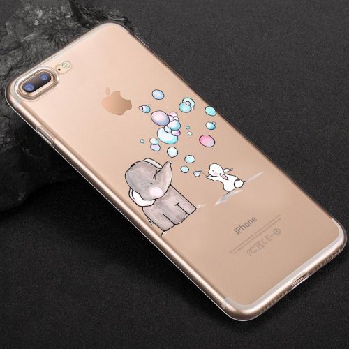  Case for iPhone 7 Plus 5.5,Wouier Thin Case Cover TPU Rubber Gel, Transparent Clear Back Case, Soft Silicone-Panda pattern