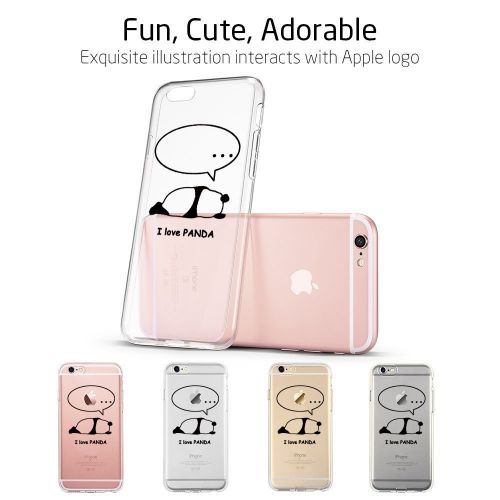  Case for iPhone 6 6S,Wouier Thin Case Cover TPU Rubber Gel 4.7, Transparent Clear Back Case, Soft Silicone-Panda pattern