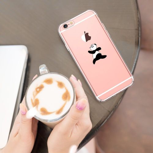  Case for iPhone 6 6S,Wouier Thin Case Cover TPU Rubber Gel 4.7, Transparent Clear Back Case, Soft Silicone-Panda pattern