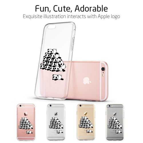  Case for iPhone 6 6S,Wouier Thin Case Cover TPU Rubber Gel 4.7, Transparent Clear Back Case, Soft Silicone-Panda pattern