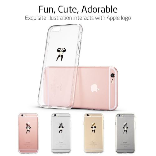  Case for iPhone 6 6S,Wouier Thin Case Cover TPU Rubber Gel 4.7, Transparent Clear Back Case, Soft Silicone-Panda pattern