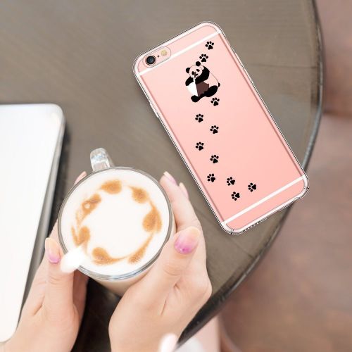  Case for iPhone 6 6S,Wouier Thin Case Cover TPU Rubber Gel 4.7, Transparent Clear Back Case, Soft Silicone-Panda pattern