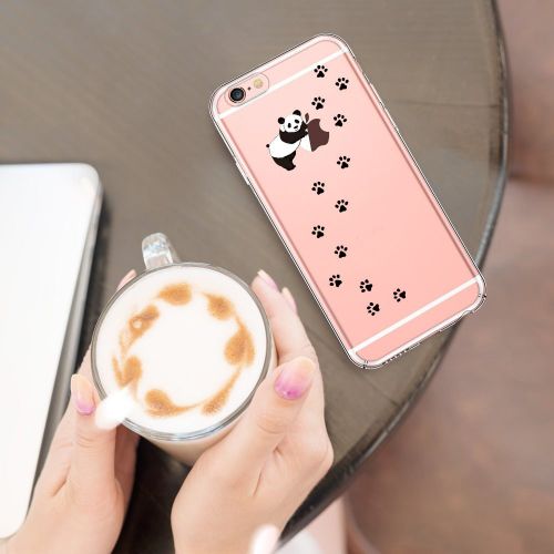  Case for iPhone 6 6S,Wouier Thin Case Cover TPU Rubber Gel 4.7, Transparent Clear Back Case, Soft Silicone-Panda pattern