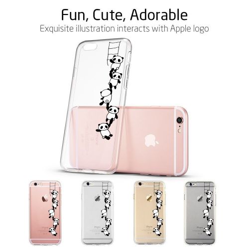  Case for iPhone 6 6S,Wouier Thin Case Cover TPU Rubber Gel 4.7, Transparent Clear Back Case, Soft Silicone-Panda pattern