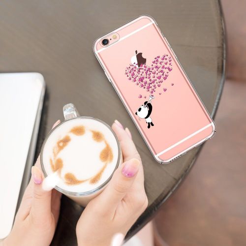  Case for iPhone 6 6S,Wouier Thin Case Cover TPU Rubber Gel 4.7, Transparent Clear Back Case, Soft Silicone-Panda pattern