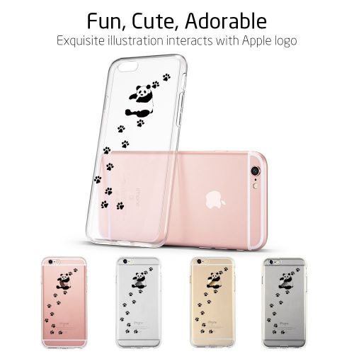  Case for iPhone 6 6S,Wouier Thin Case Cover TPU Rubber Gel 4.7, Transparent Clear Back Case, Soft Silicone-Panda pattern