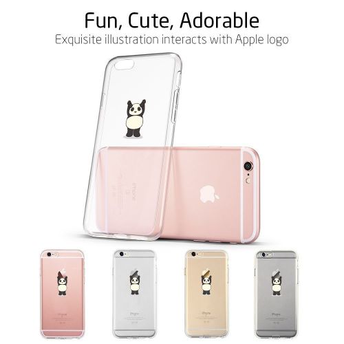  Case for iPhone 6 6S,Wouier Thin Case Cover TPU Rubber Gel 4.7, Transparent Clear Back Case, Soft Silicone-Panda pattern