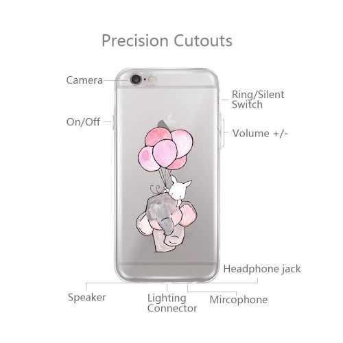  Case for iPhone 6 6S,Wouier Thin Case Cover TPU Rubber Gel 4.7, Transparent Clear Back Case, Soft Silicone-Panda pattern