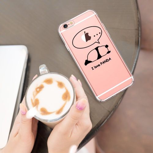  Case for iPhone 6 6S,Wouier Thin Case Cover TPU Rubber Gel 4.7, Transparent Clear Back Case, Soft Silicone-Panda pattern