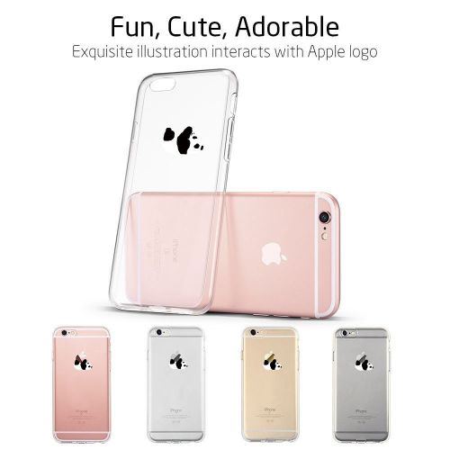  Case for iPhone 6 6S,Wouier Thin Case Cover TPU Rubber Gel 4.7, Transparent Clear Back Case, Soft Silicone-Panda pattern