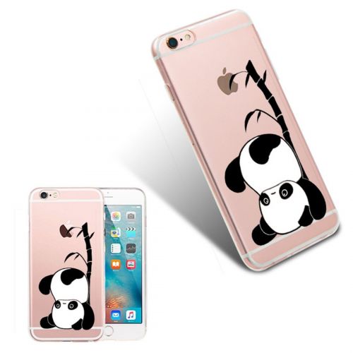  Case for iPhone 6 6S,Wouier Thin Case Cover TPU Rubber Gel 4.7, Transparent Clear Back Case, Soft Silicone-Panda pattern