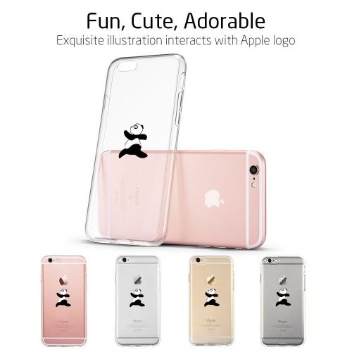  Case for iPhone 6 6S,Wouier Thin Case Cover TPU Rubber Gel 4.7, Transparent Clear Back Case, Soft Silicone-Panda pattern