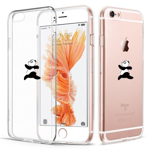  Case for iPhone 6 6S,Wouier Thin Case Cover TPU Rubber Gel 4.7, Transparent Clear Back Case, Soft Silicone-Panda pattern
