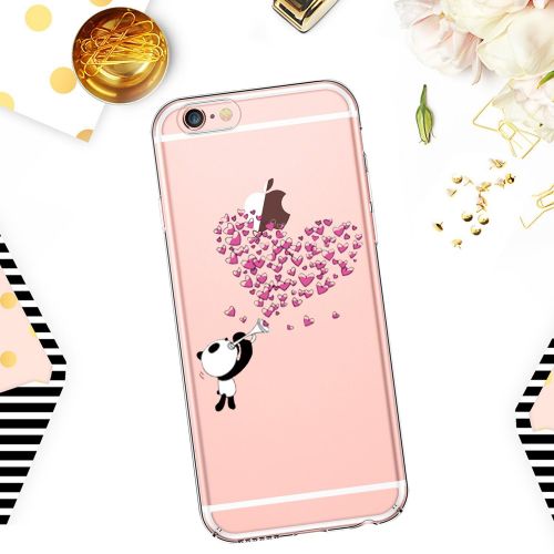  Case for iPhone 6 6S,Wouier Thin Case Cover TPU Rubber Gel 4.7, Transparent Clear Back Case, Soft Silicone-Panda pattern