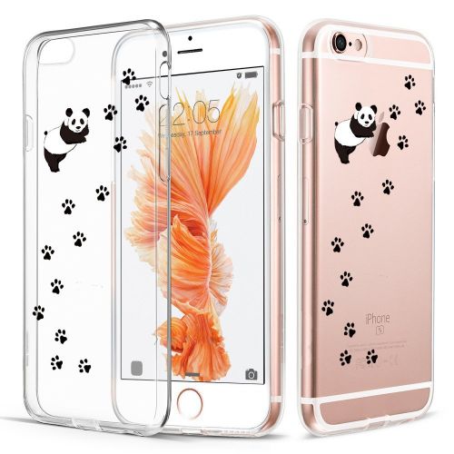  Case for iPhone 6 6S,Wouier Thin Case Cover TPU Rubber Gel 4.7, Transparent Clear Back Case, Soft Silicone-Panda pattern