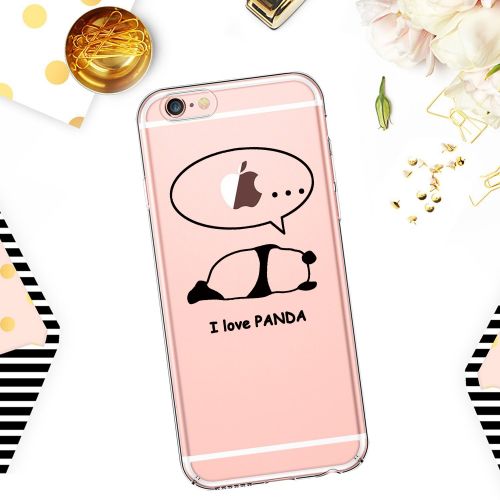  Case for iPhone 6 6S,Wouier Thin Case Cover TPU Rubber Gel 4.7, Transparent Clear Back Case, Soft Silicone-Panda pattern