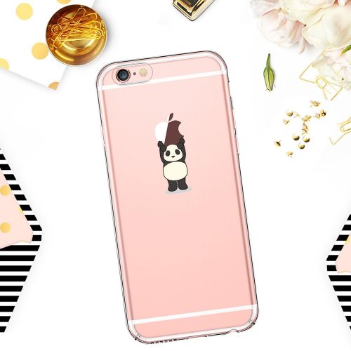  Case for iPhone 6 6S,Wouier Thin Case Cover TPU Rubber Gel 4.7, Transparent Clear Back Case, Soft Silicone-Panda pattern