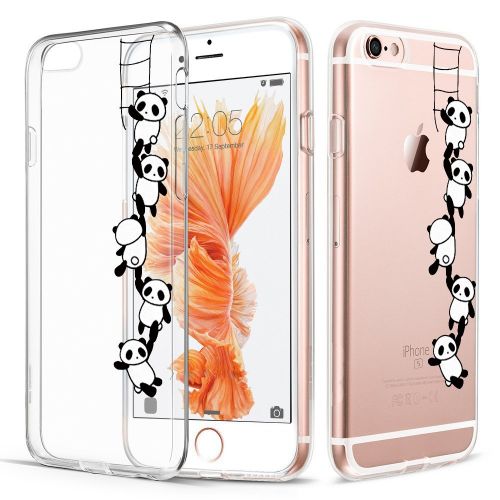  Case for iPhone 6 6S,Wouier Thin Case Cover TPU Rubber Gel 4.7, Transparent Clear Back Case, Soft Silicone-Panda pattern