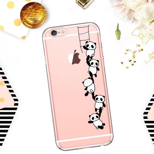  Case for iPhone 6 6S,Wouier Thin Case Cover TPU Rubber Gel 4.7, Transparent Clear Back Case, Soft Silicone-Panda pattern