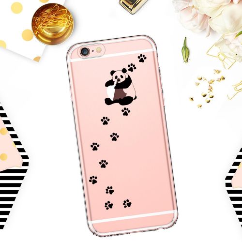  Case for iPhone 6 6S,Wouier Thin Case Cover TPU Rubber Gel 4.7, Transparent Clear Back Case, Soft Silicone-Panda pattern