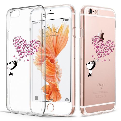  Case for iPhone 6 6S,Wouier Thin Case Cover TPU Rubber Gel 4.7, Transparent Clear Back Case, Soft Silicone-Panda pattern