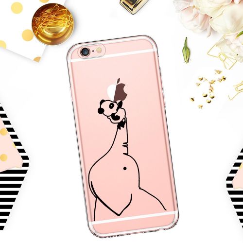  Case for iPhone 6 6S,Wouier Thin Case Cover TPU Rubber Gel 4.7, Transparent Clear Back Case, Soft Silicone-Panda pattern